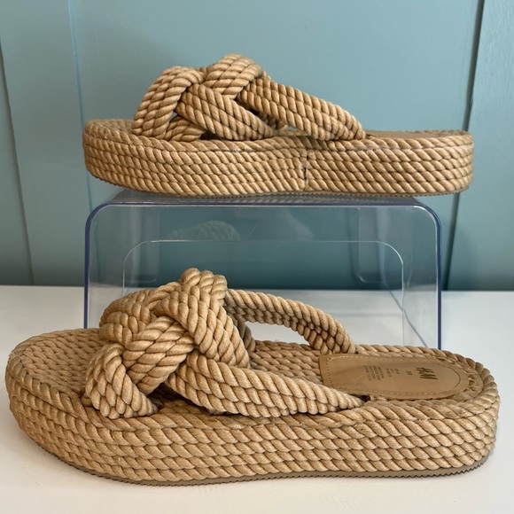 H&M Women's Tan Rope Knotted Platform Sandals. Size 39/8. - Picture 9 of 16
